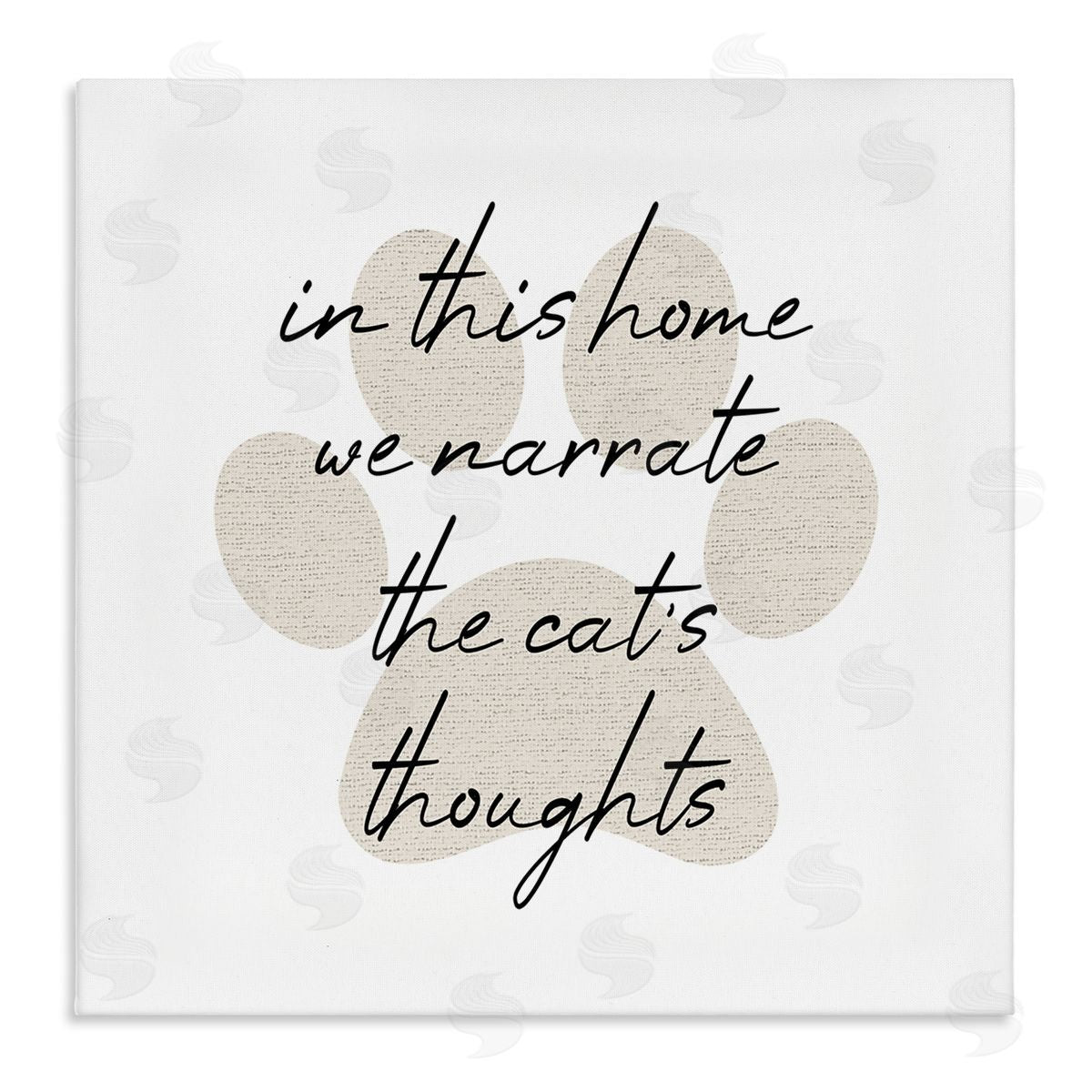 Stupell Studio Narrate Cat's Thoughts Paw Shape Stretched Canvas Wall Art Print