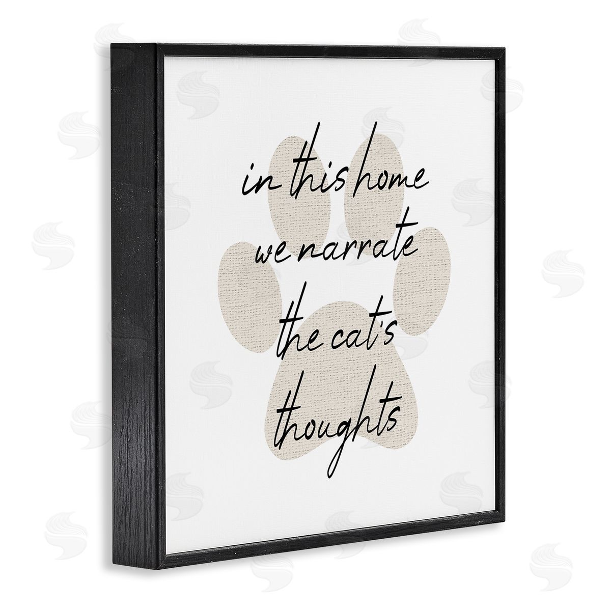 Stupell Studio Narrate Cat's Thoughts Paw Shape Black Framed Glicee Wall Art Print