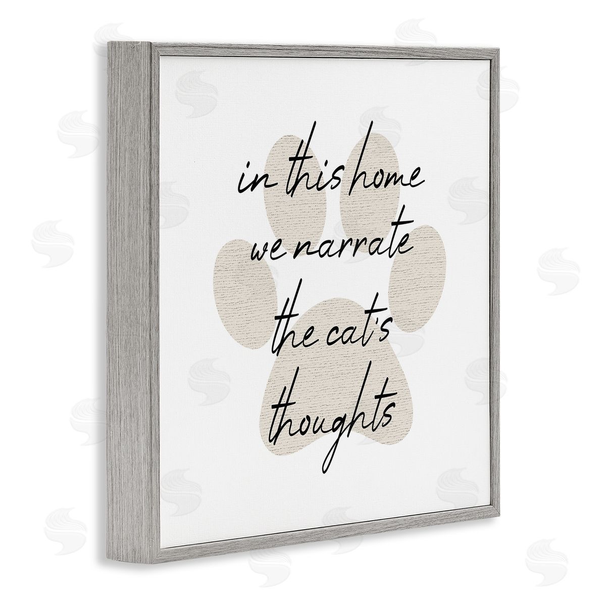 Stupell Studio Narrate Cat's Thoughts Paw Shape Gray Framed Glicee Wall Art Print