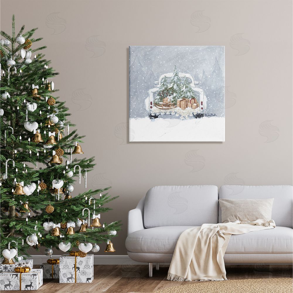 Sara Baker Winter Snow Holiday Gifts  Canvas Wall Art in Room