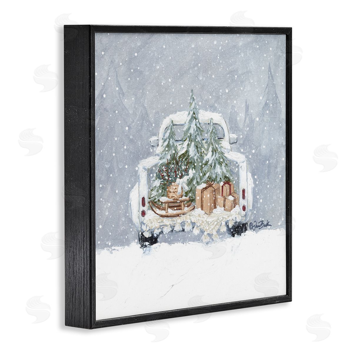 Sara Baker Winter Snow Holiday Gifts  Black Framed Glicee Wall Art Print