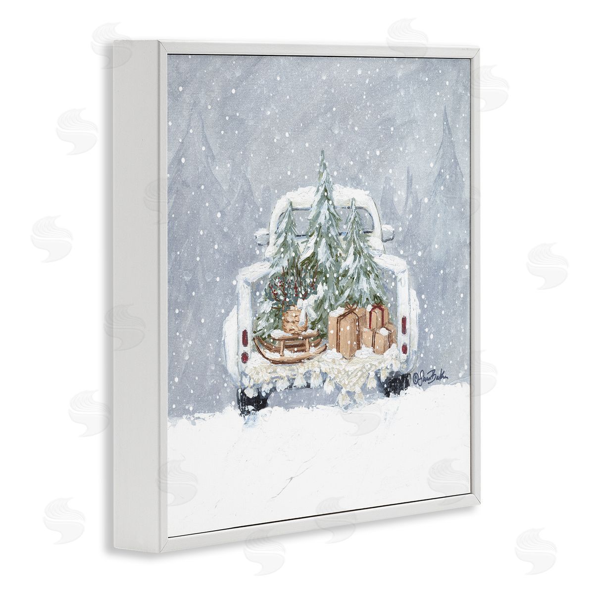 Sara Baker Winter Snow Holiday Gifts  White Framed Glicee Wall Art Print
