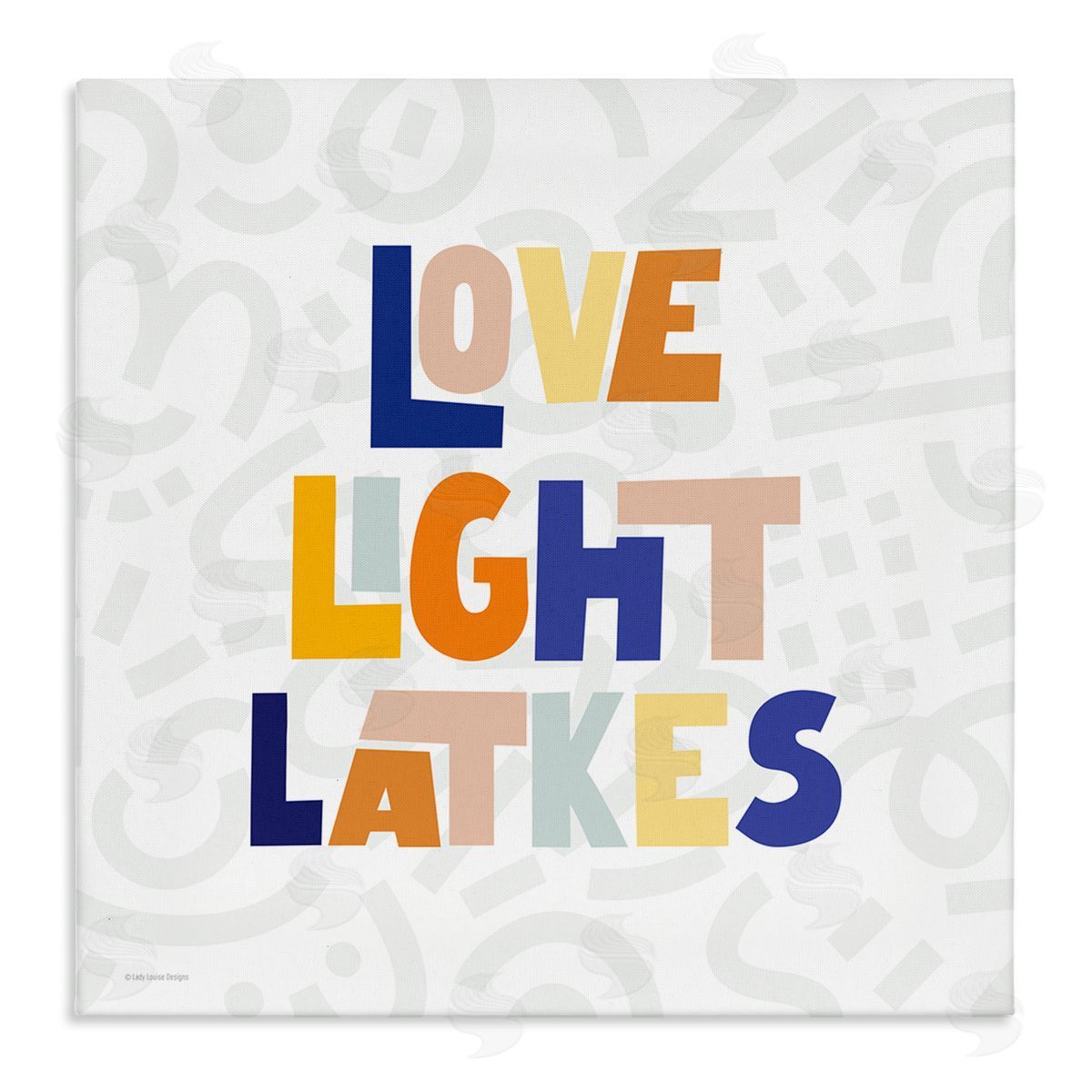 Lady Louise Designs Love Light Latkes Casual Hanukkah Stretched Canvas Wall Art Print