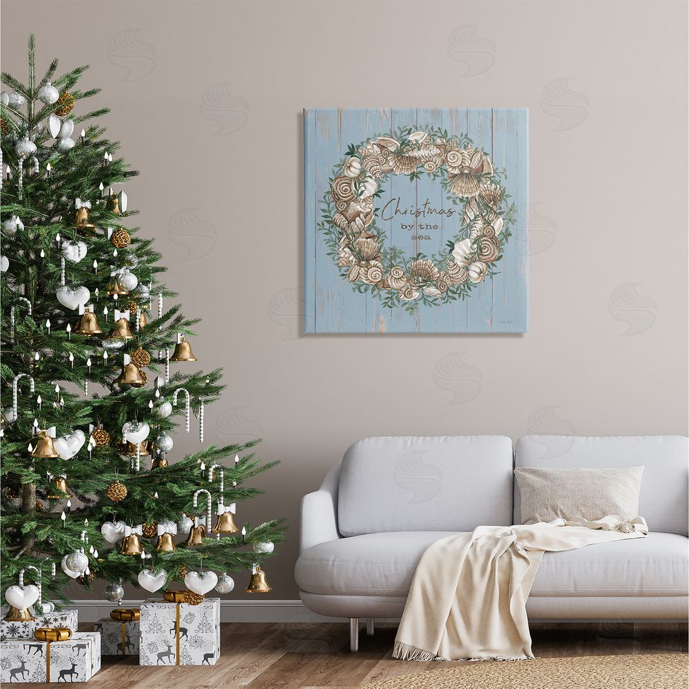 Cindy Jacobs Christmas By The Sea Shell Wreath Canvas Wall Art in Room