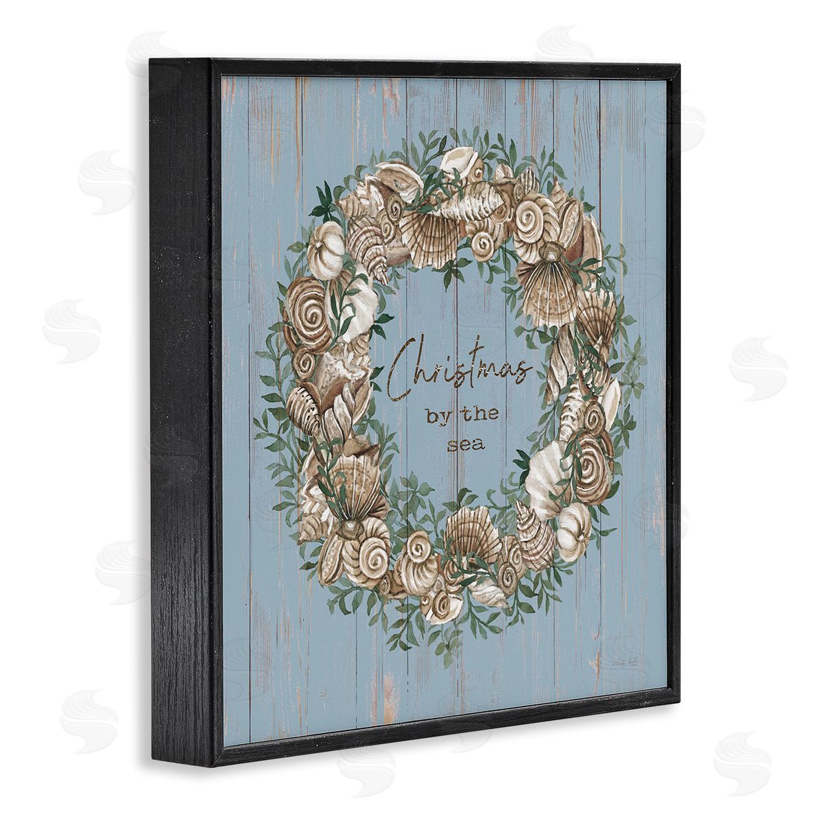 Cindy Jacobs Christmas By The Sea Shell Wreath Black Framed Glicee Wall Art Print