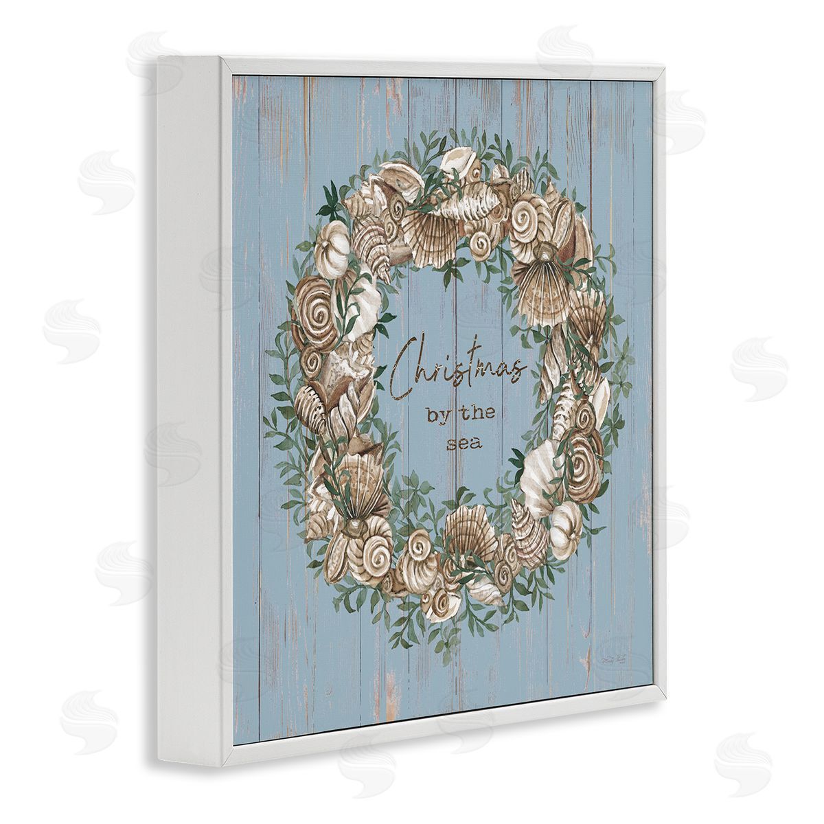 Cindy Jacobs Christmas By The Sea Shell Wreath White Framed Glicee Wall Art Print