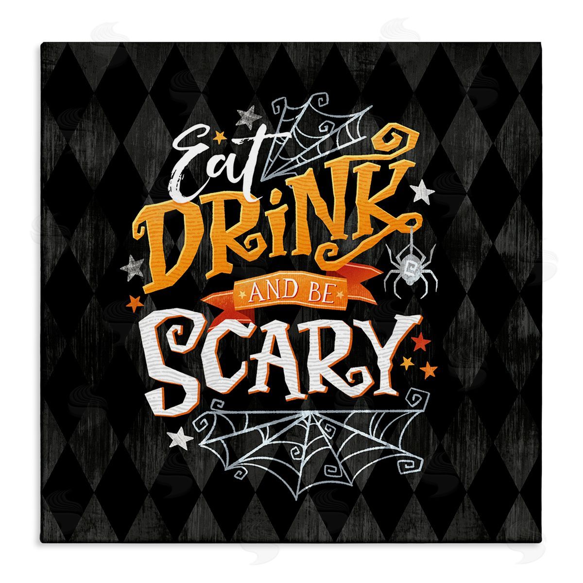 Courtney Morgenstern Eat Drink Be Scary Halloween Pattern Stretched Canvas Wall Art Print
