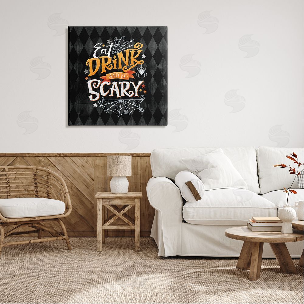 Courtney Morgenstern Eat Drink Be Scary Halloween Pattern Canvas Wall Art in Room