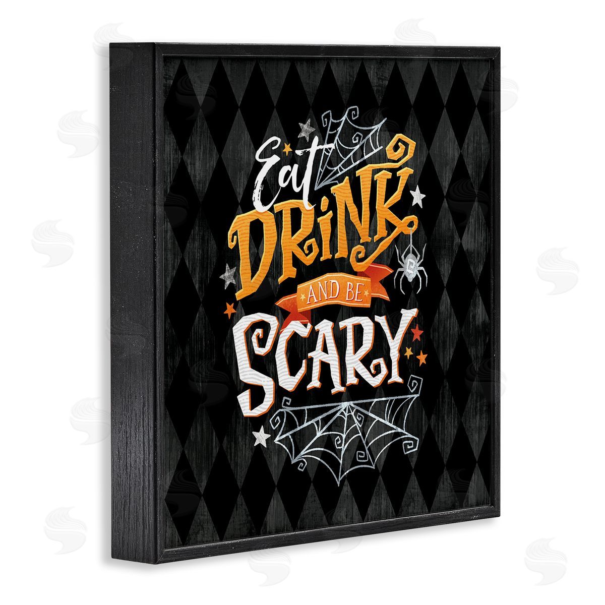 Courtney Morgenstern Eat Drink Be Scary Halloween Pattern Black Framed Glicee Wall Art Print
