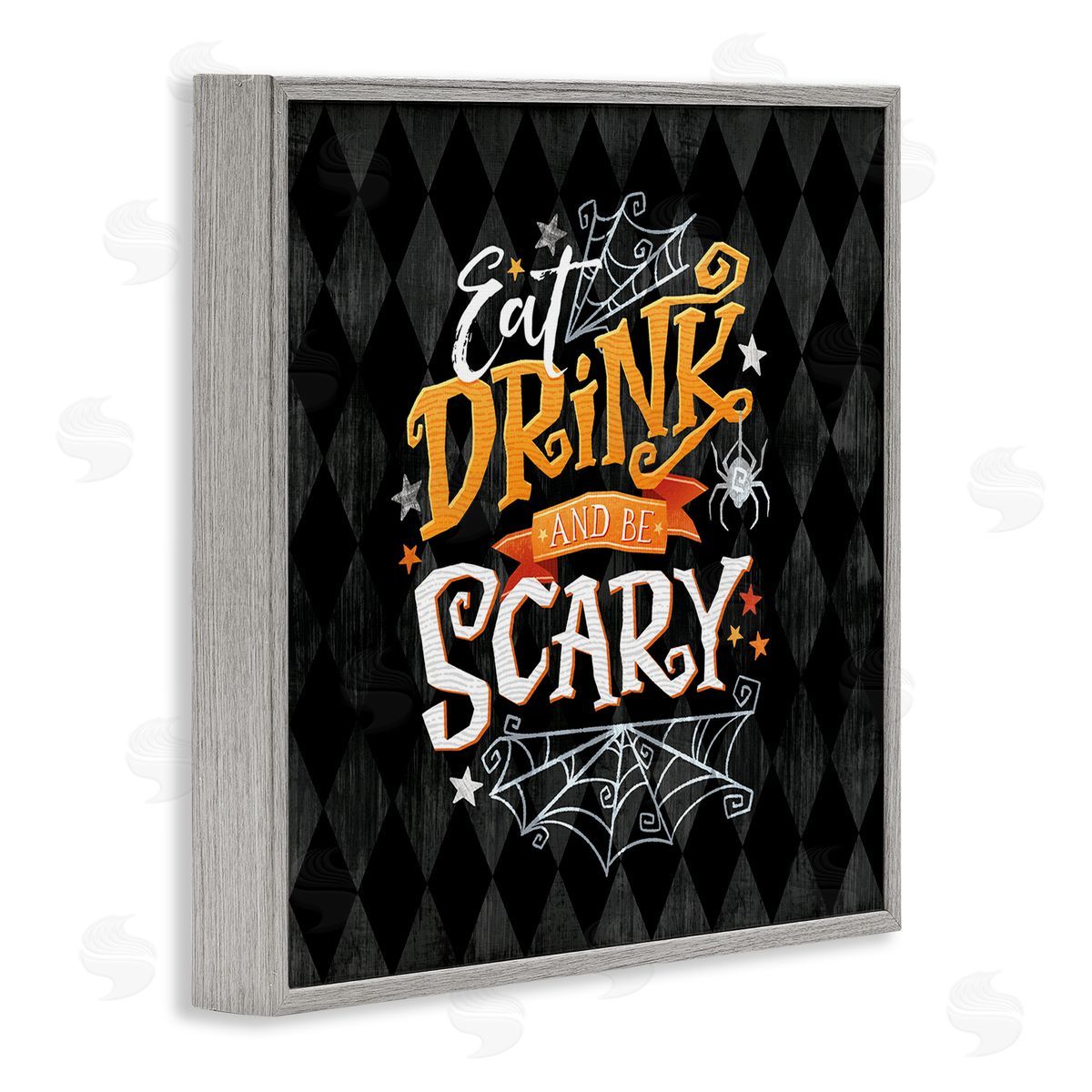 Courtney Morgenstern Eat Drink Be Scary Halloween Pattern Gray Framed Glicee Wall Art Print