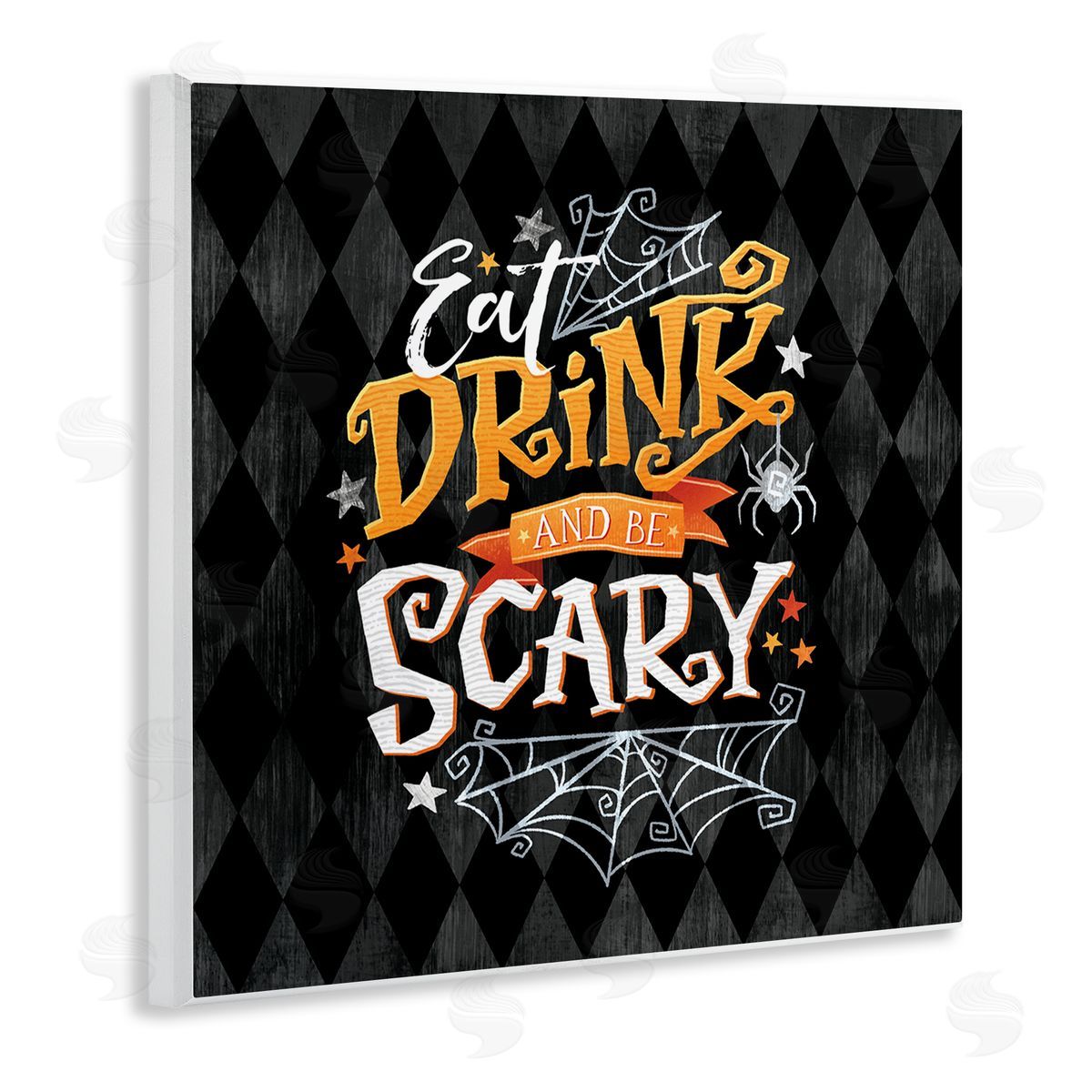 Courtney Morgenstern Eat Drink Be Scary Halloween Pattern Wooden Wall Plaque Art Print