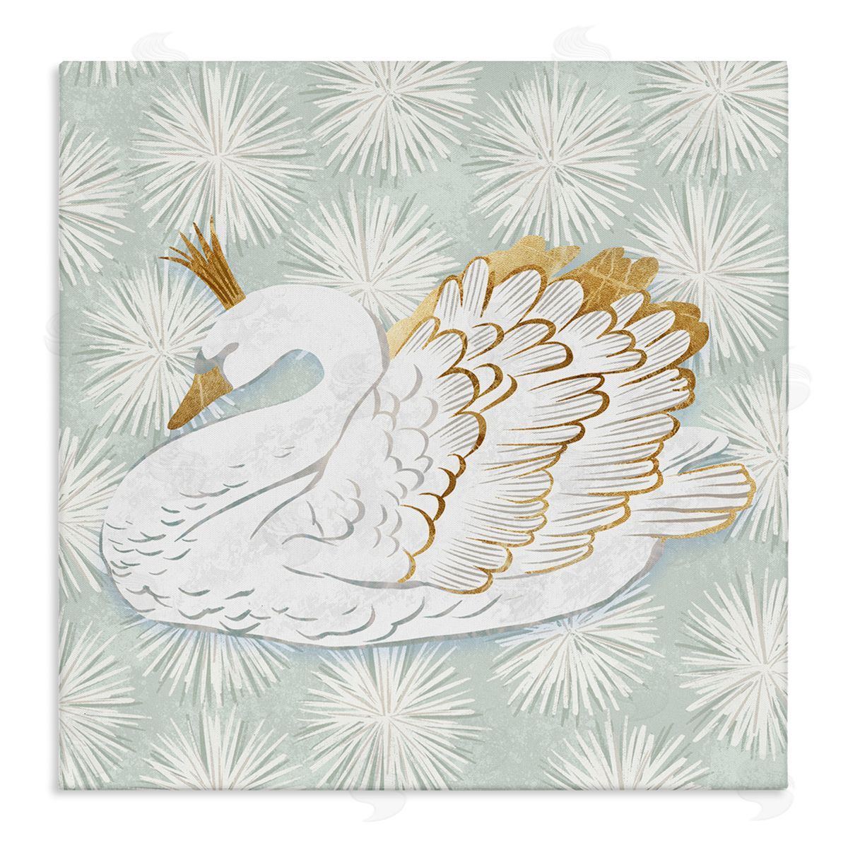 Ziwei Li Winter Holiday Swan Pattern Stretched Canvas Wall Art Print