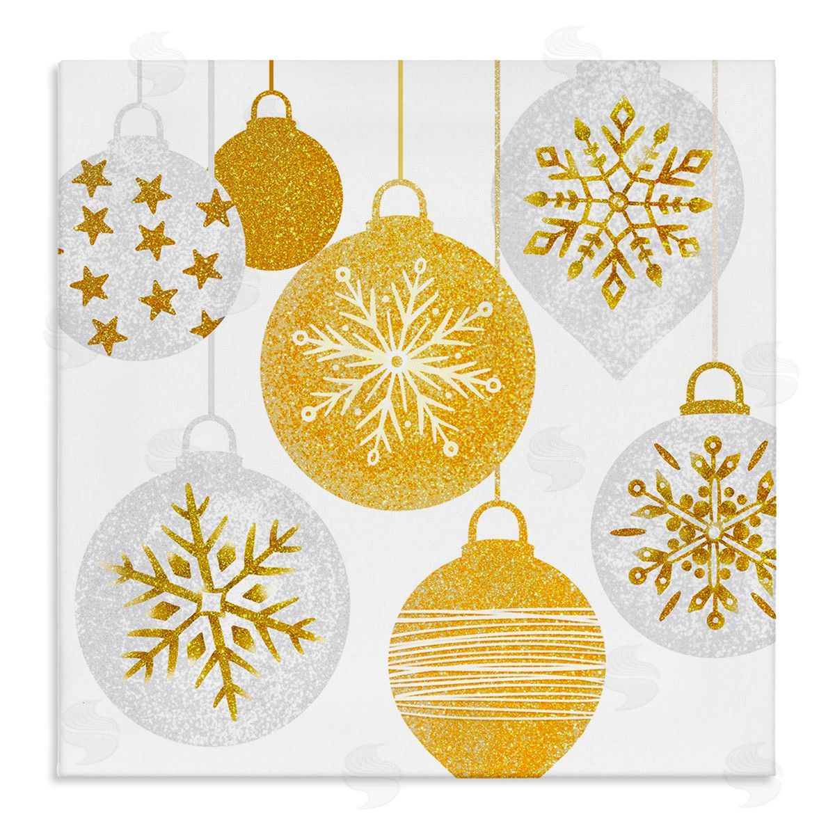 Ziwei Li Glimmering Hanging Christmas Baubles  Stretched Canvas Wall Art Print