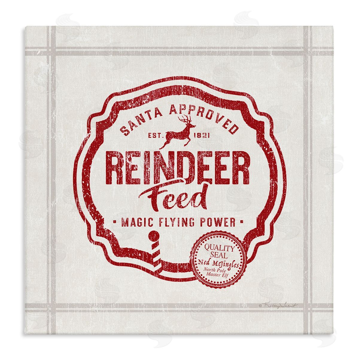 Kelley Talent Vintage Christmas Reindeer Feed  Stretched Canvas Wall Art Print