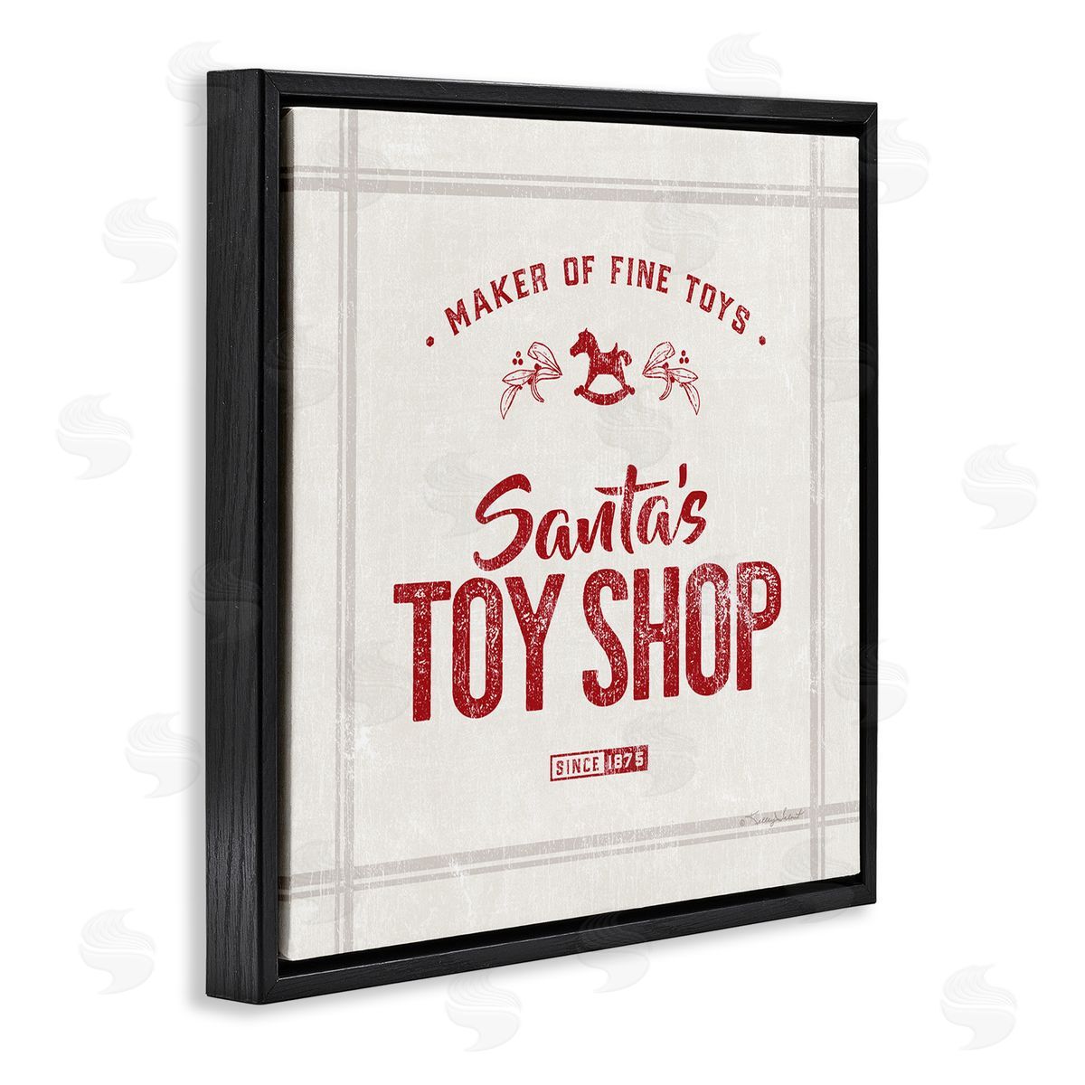 Kelley Talent Santa's Toy Shop Vintage Sign Black Floating Frame Canvas Wall Art Print