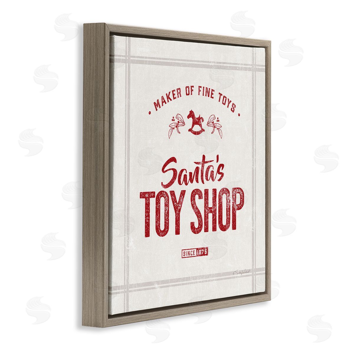 Kelley Talent Santa's Toy Shop Vintage Sign Brown Floating Frame Canvas Wall Art Print