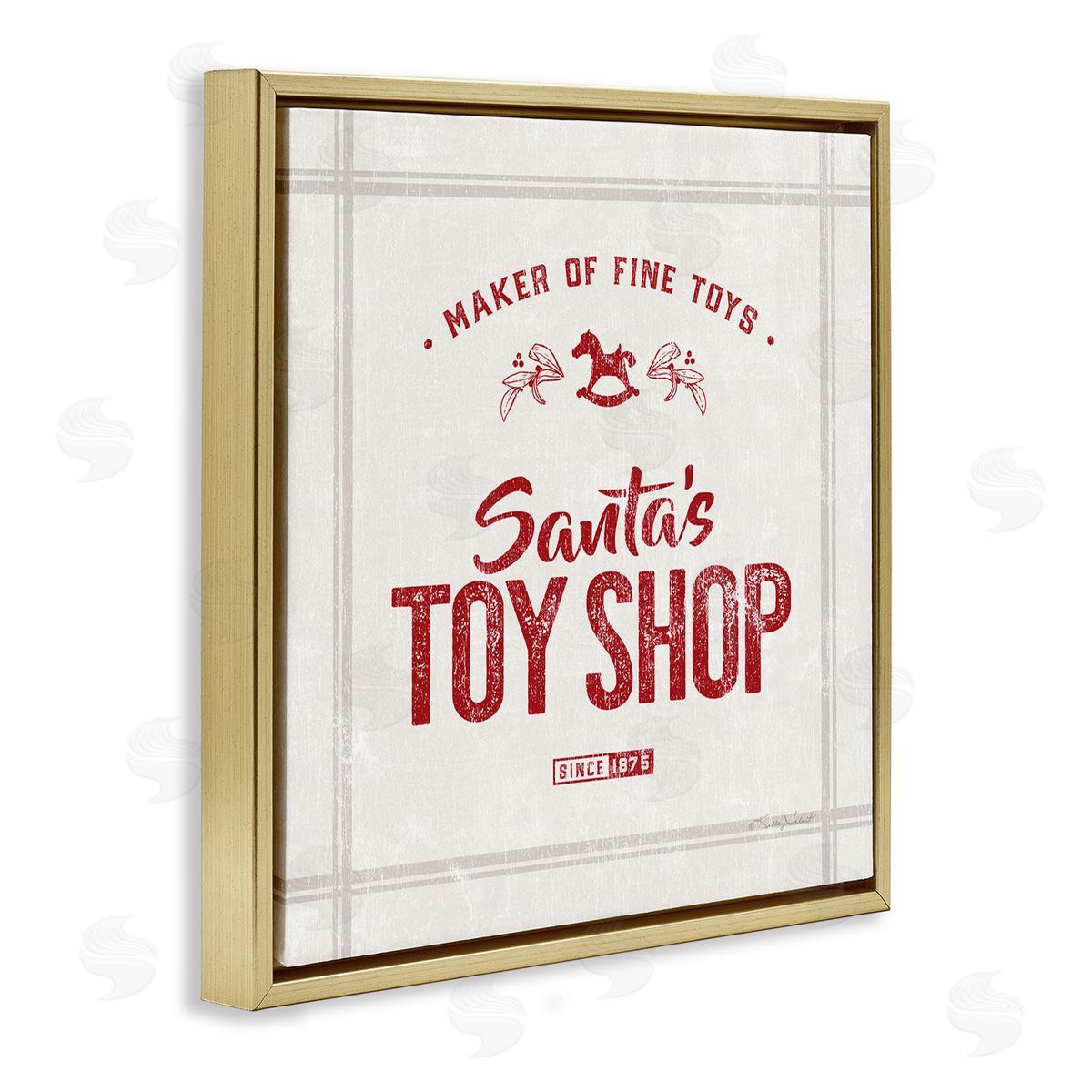 Kelley Talent Santa's Toy Shop Vintage Sign Gold Floating Frame Canvas Wall Art Print