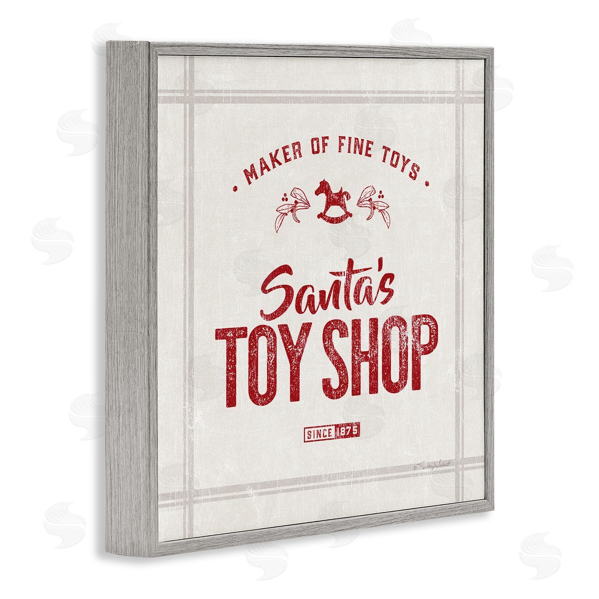 Kelley Talent Santa's Toy Shop Vintage Sign Gray Framed Glicee Wall Art Print