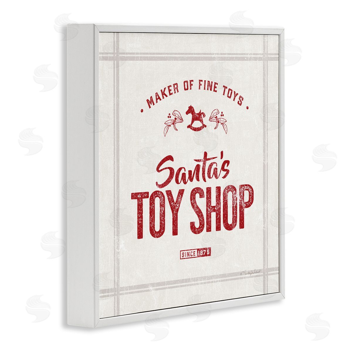 Kelley Talent Santa's Toy Shop Vintage Sign White Framed Glicee Wall Art Print