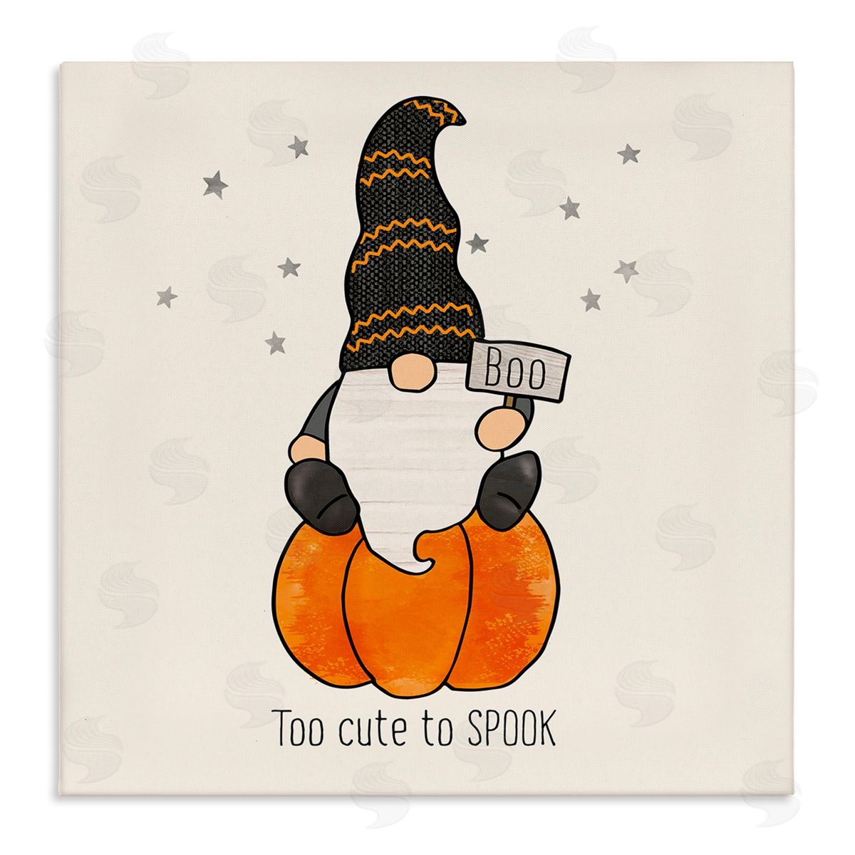 Fluidity/PDR LLC. Too Cute To Spook Gnome Phrase Stretched Canvas Wall Art Print