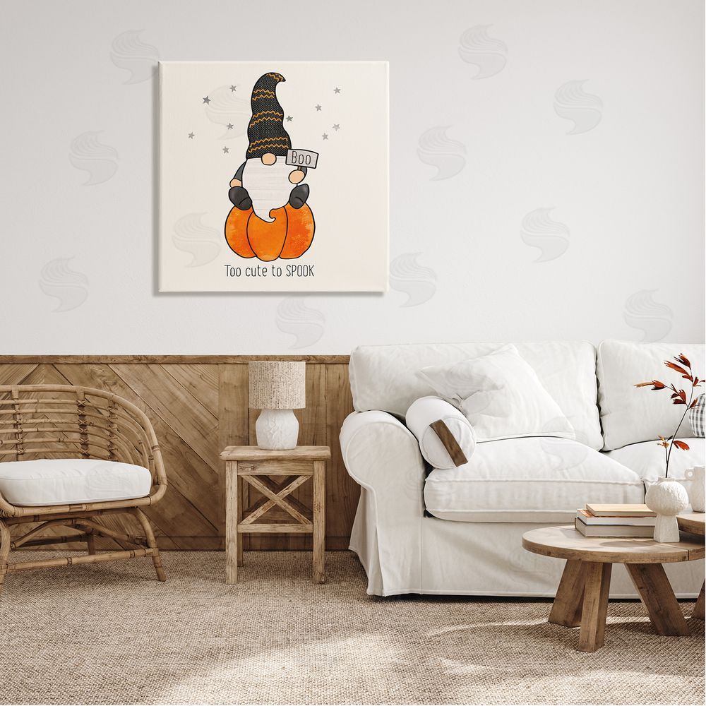 Fluidity/PDR LLC. Too Cute To Spook Gnome Phrase Canvas Wall Art in Room