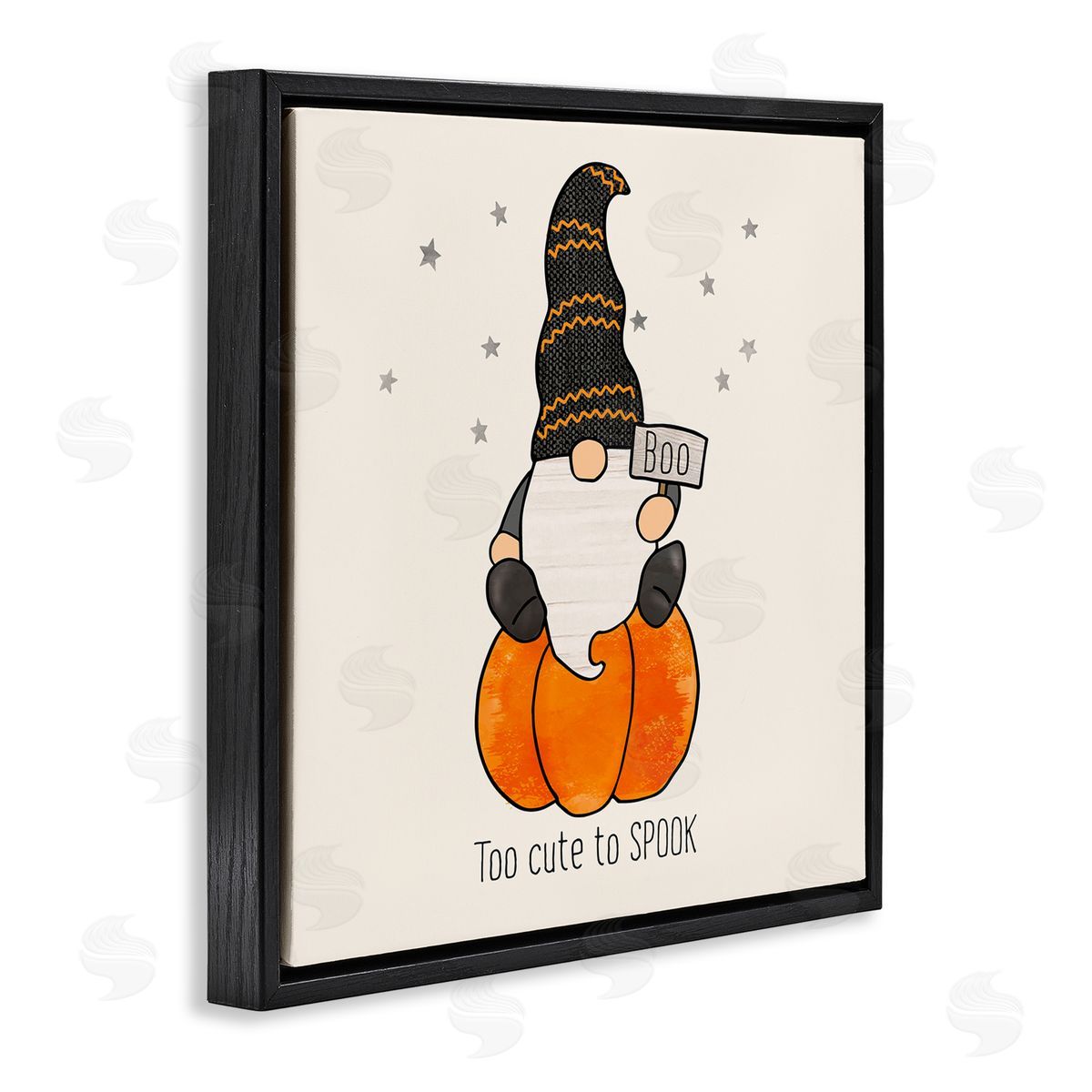 Fluidity/PDR LLC. Too Cute To Spook Gnome Phrase Black Floating Frame Canvas Wall Art Print