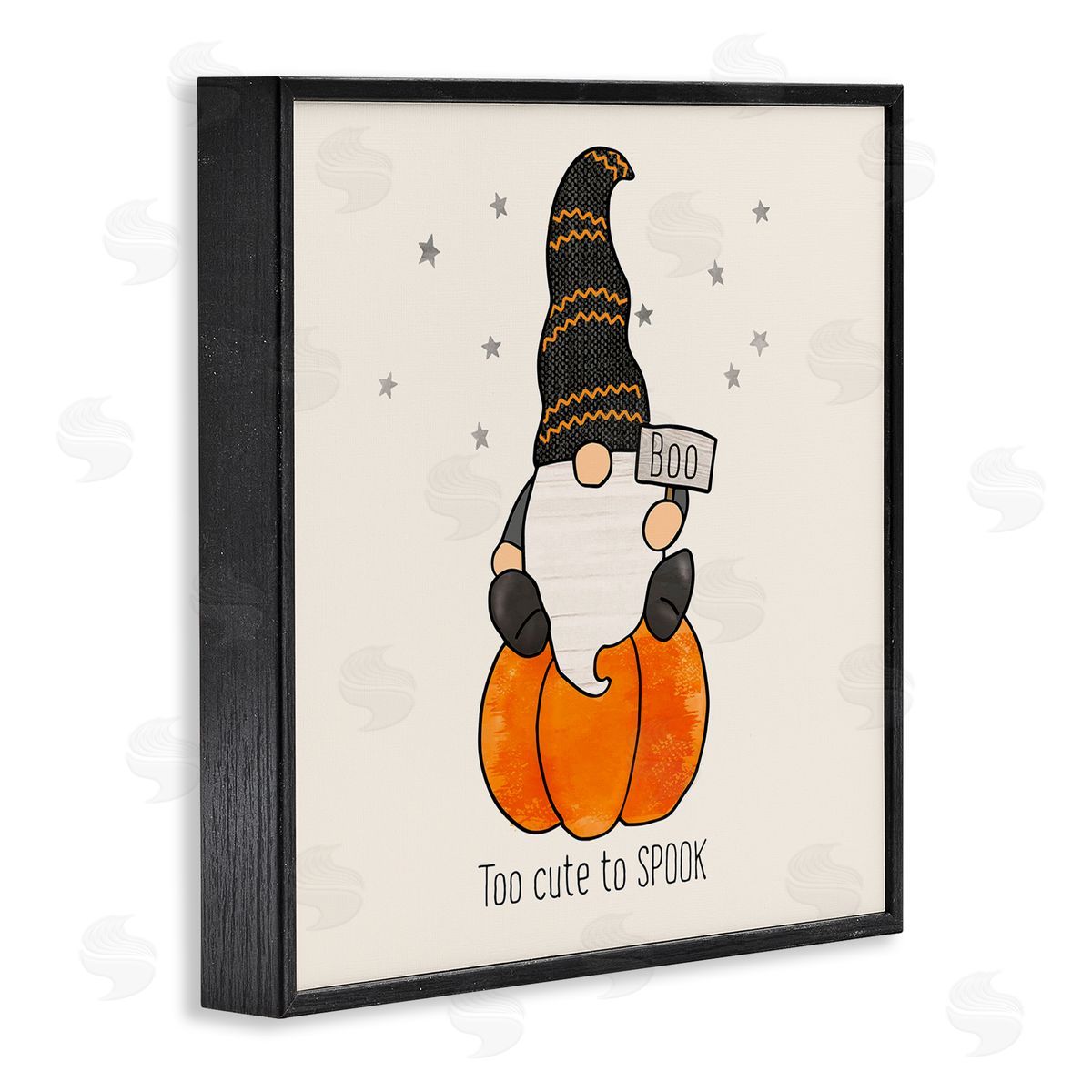 Fluidity/PDR LLC. Too Cute To Spook Gnome Phrase Black Framed Glicee Wall Art Print