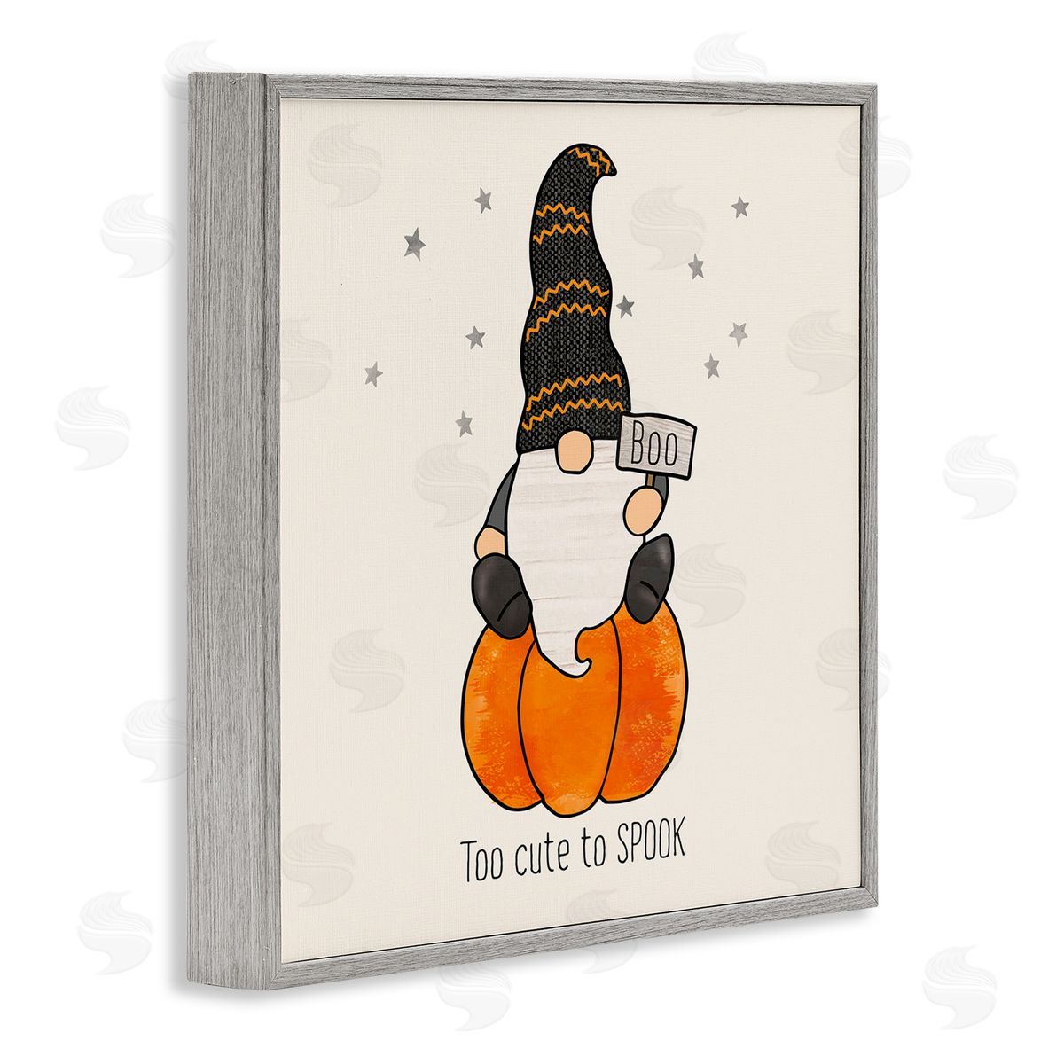 Fluidity/PDR LLC. Too Cute To Spook Gnome Phrase Gray Framed Glicee Wall Art Print