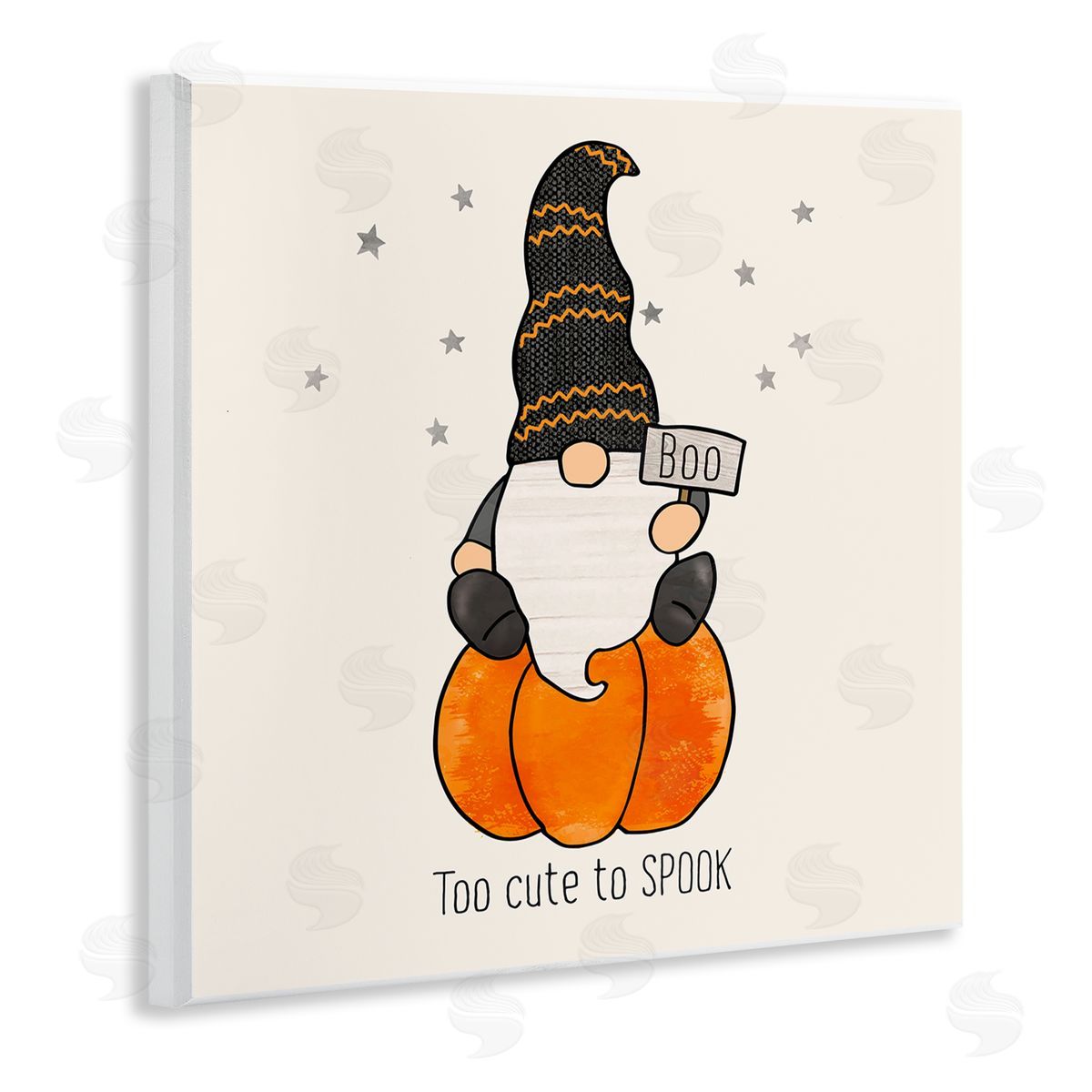 Fluidity/PDR LLC. Too Cute To Spook Gnome Phrase Wooden Wall Plaque Art Print