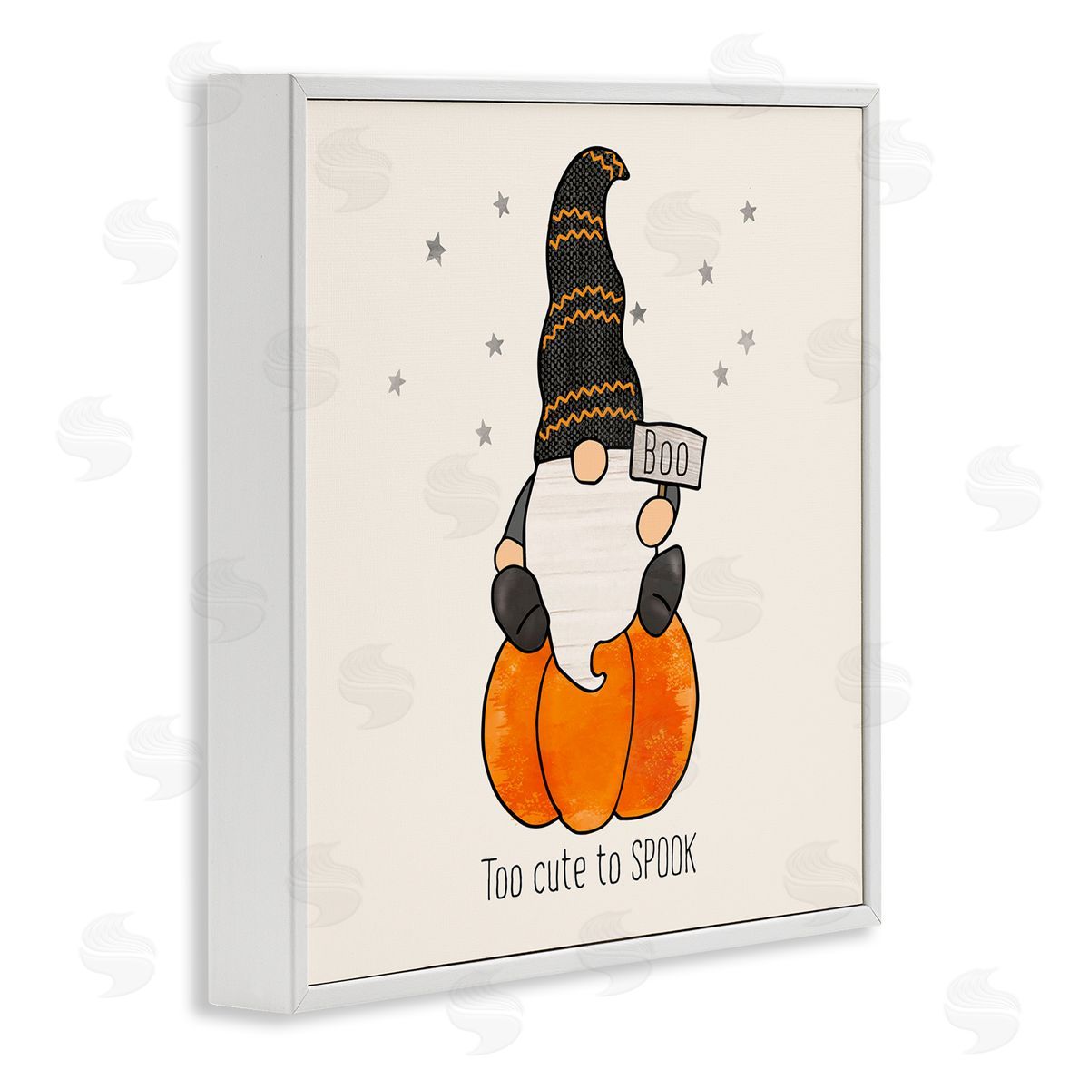 Fluidity/PDR LLC. Too Cute To Spook Gnome Phrase White Framed Glicee Wall Art Print