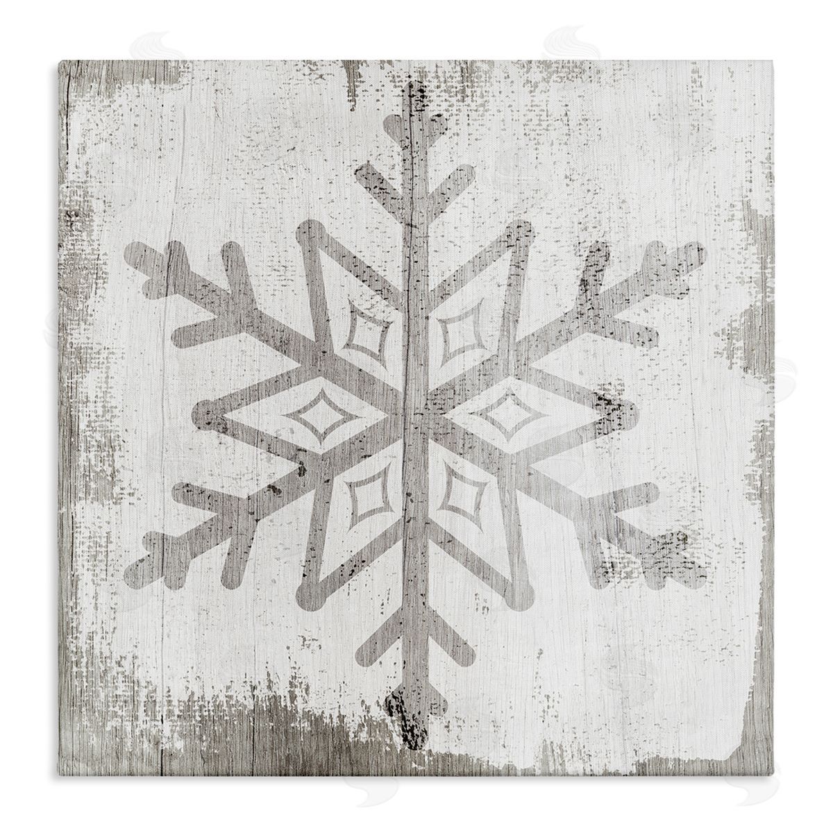 Stupell Studio Rustic Winter Snowflake Shape  Stretched Canvas Wall Art Print