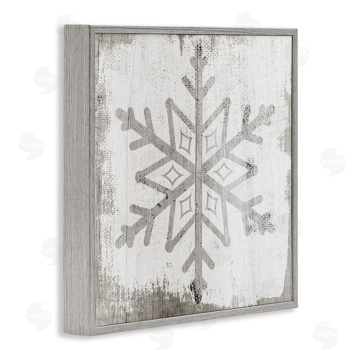 Stupell Studio Rustic Winter Snowflake Shape  Gray Framed Glicee Wall Art Print