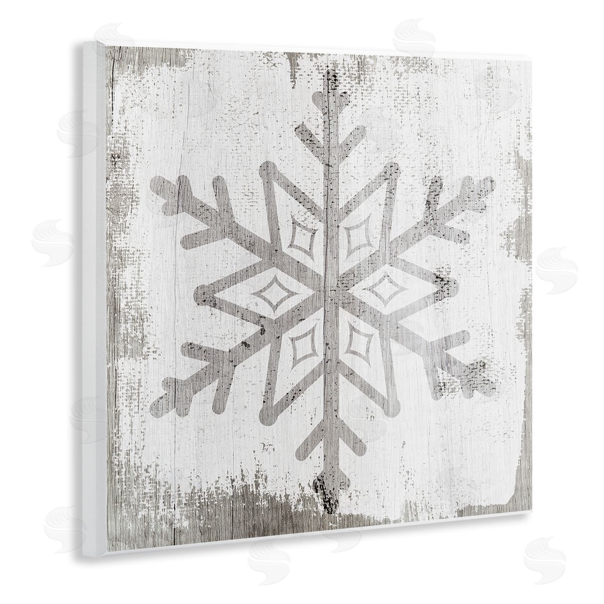 Stupell Studio Rustic Winter Snowflake Shape  Wooden Wall Plaque Art Print