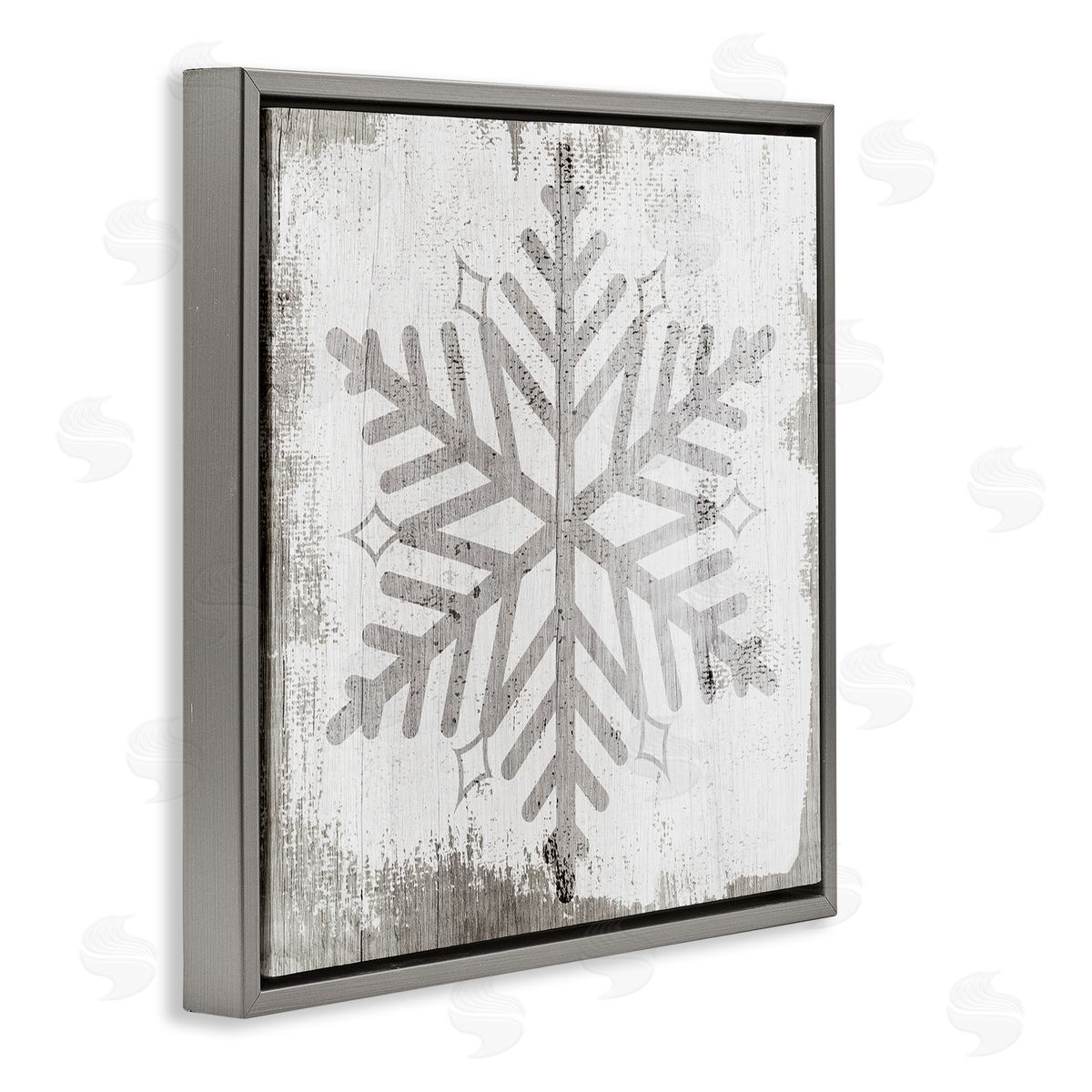 Winter Nature Snowflake Shape Grey Floating Frame Canvas Wall Art, Home Decor by Stupell Studio