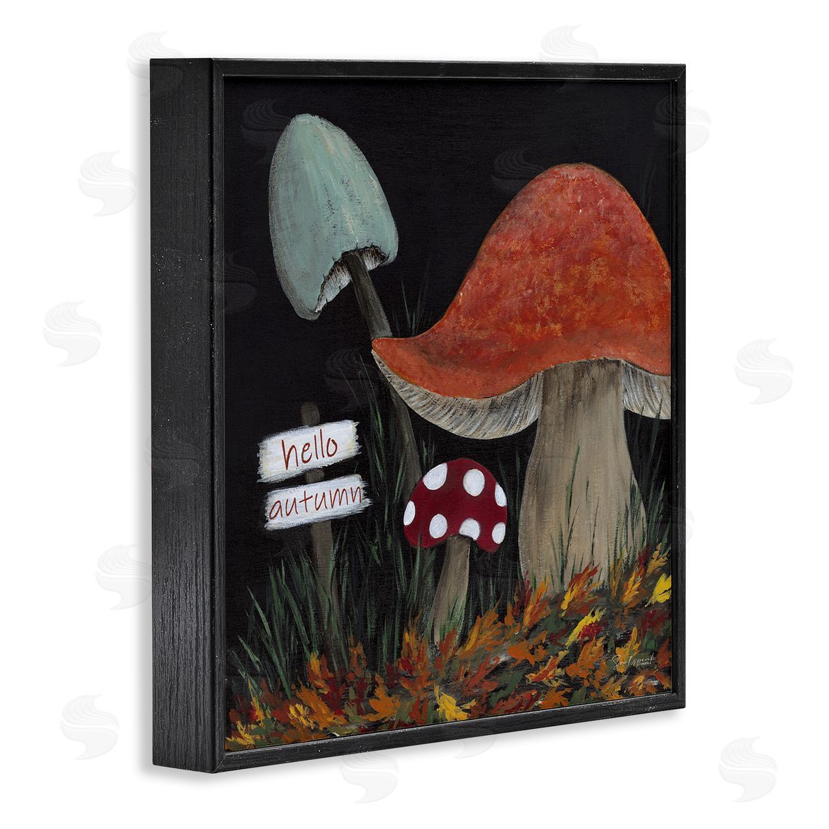 Soulspeak & Sawdust Hello Autumn Woodland Mushroom Forest Black Framed Glicee Wall Art Print