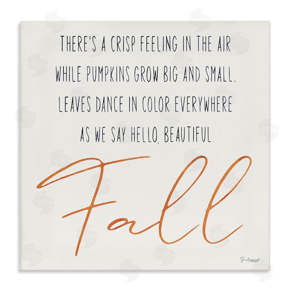 Soulspeak & Sawdust Hello Beautiful Fall Uplifting Rhyme Stretched Canvas Wall Art Print