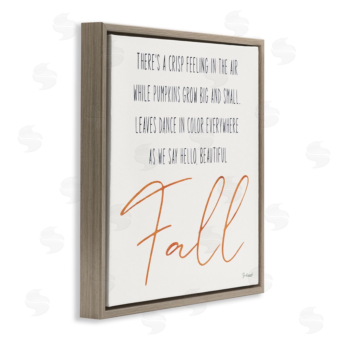 Soulspeak & Sawdust Hello Beautiful Fall Uplifting Rhyme Brown Floating Frame Canvas Wall Art Print