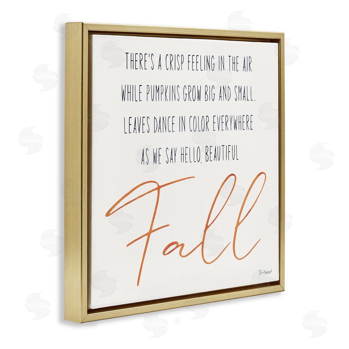 Soulspeak & Sawdust Hello Beautiful Fall Uplifting Rhyme Gold Floating Frame Canvas Wall Art Print