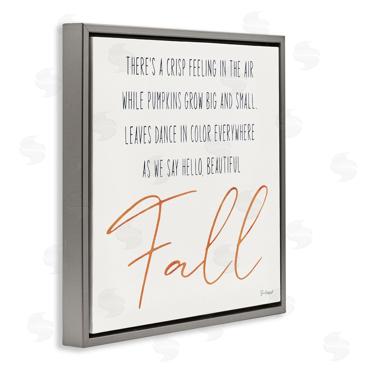 Soulspeak & Sawdust Hello Beautiful Fall Uplifting Rhyme Gray Floating Frame Canvas Wall Art Print