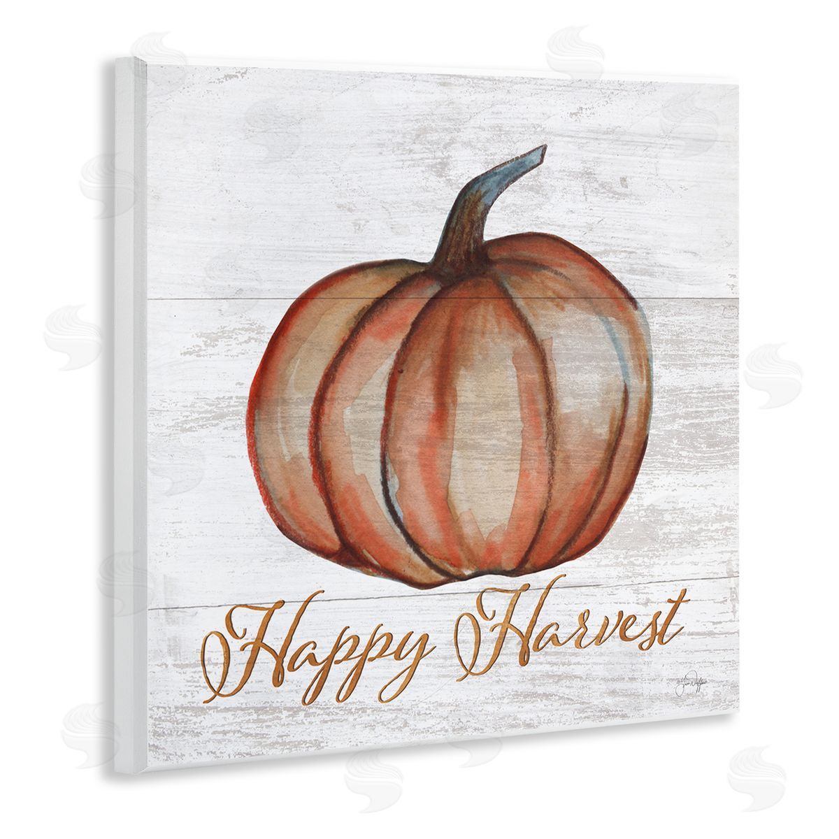 Yass Naffas Designs Happy Harvest Pumpkin Country Rustic Wooden Wall Plaque Art Print