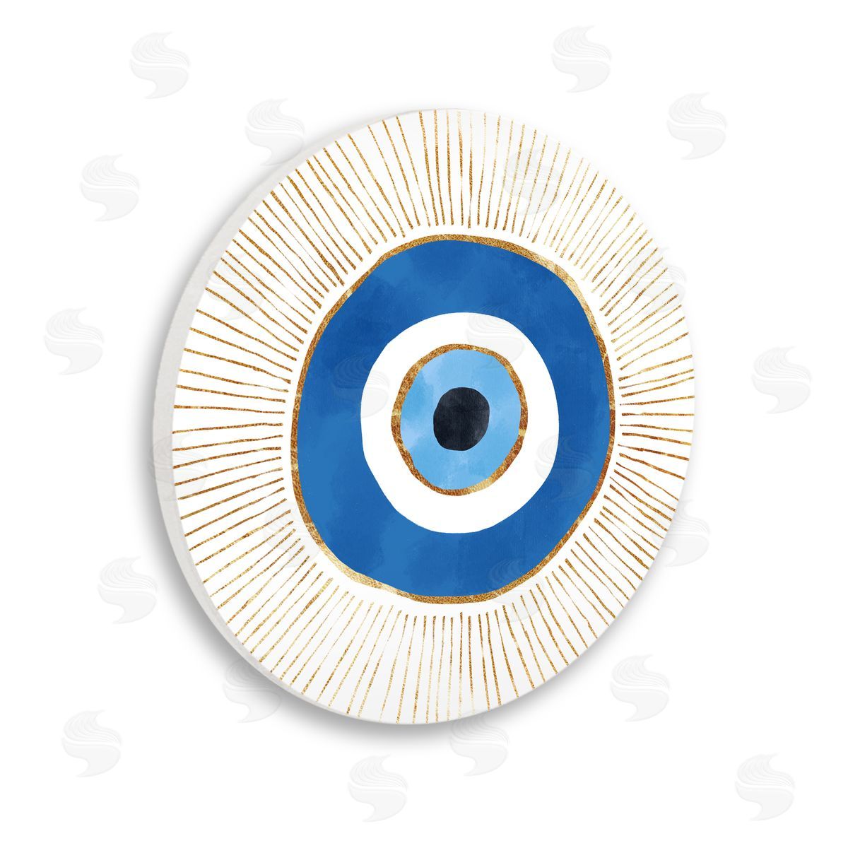 Ziwei Li Contemporary Evil Eye Nazar Shape  Wooden Wall Plaque Art Print