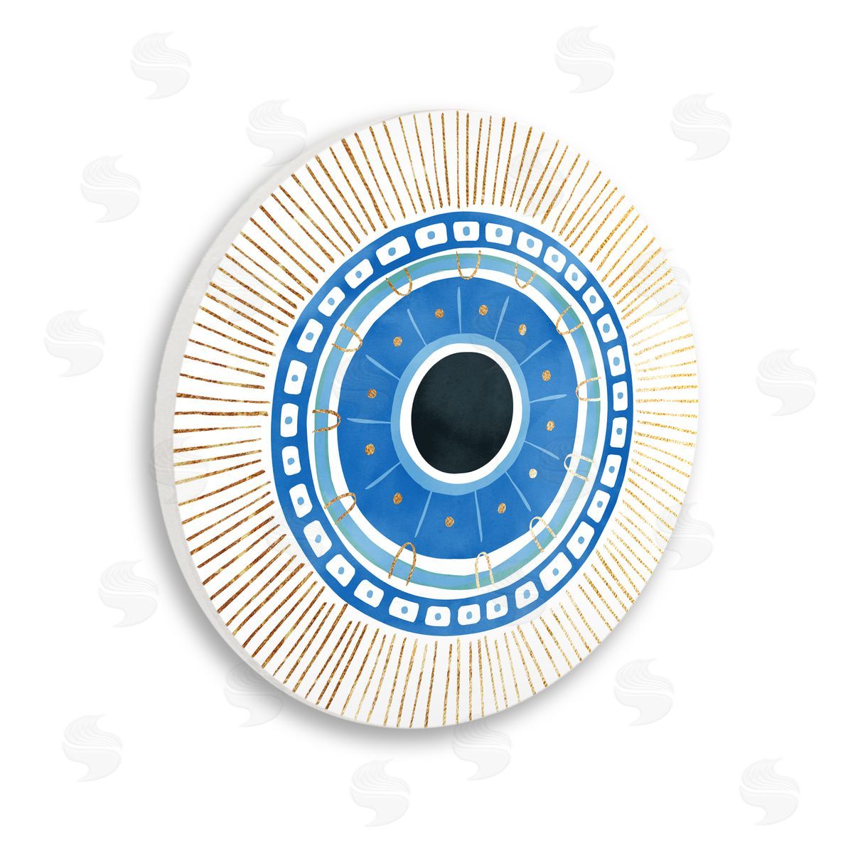 Ziwei Li Patterned Evil Eye Symbol Geometric Wooden Wall Plaque Art Print