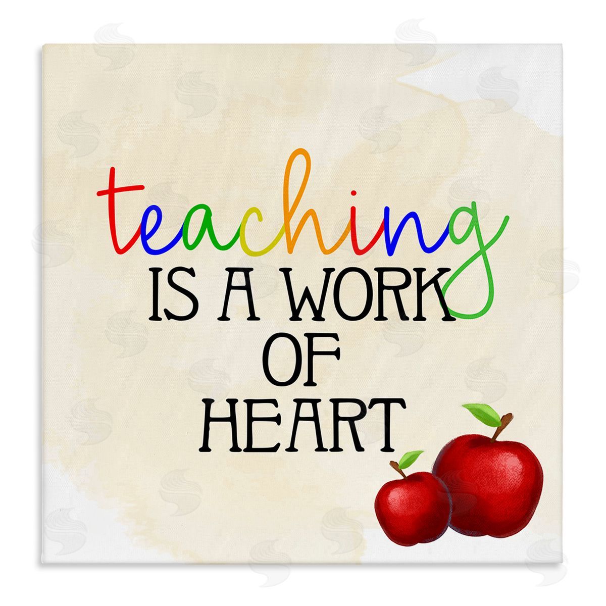 Kim Allen Teaching Is Work Of Heart Phrase Stretched Canvas Wall Art Print