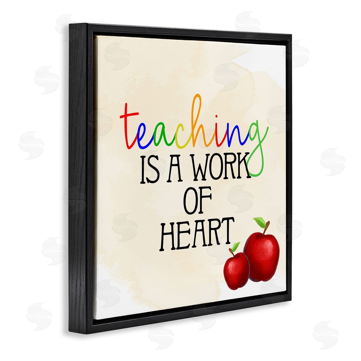 Kim Allen Teaching Is Work Of Heart Phrase Black Floating Frame Canvas Wall Art Print