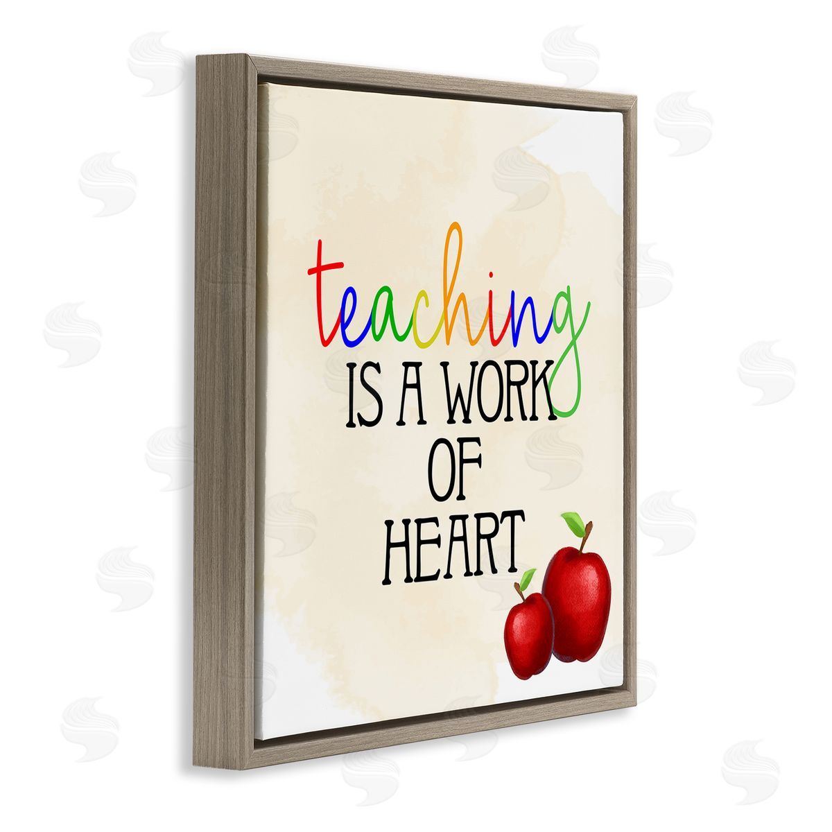 Kim Allen Teaching Is Work Of Heart Phrase Brown Floating Frame Canvas Wall Art Print