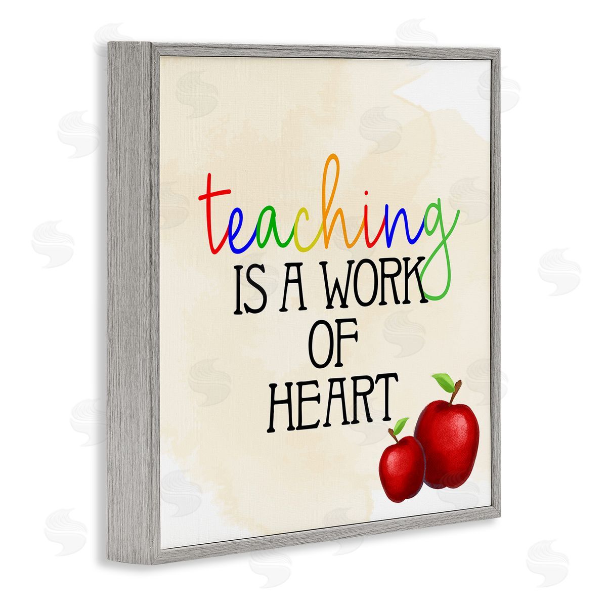 Kim Allen Teaching Is Work Of Heart Phrase Gray Framed Glicee Wall Art Print