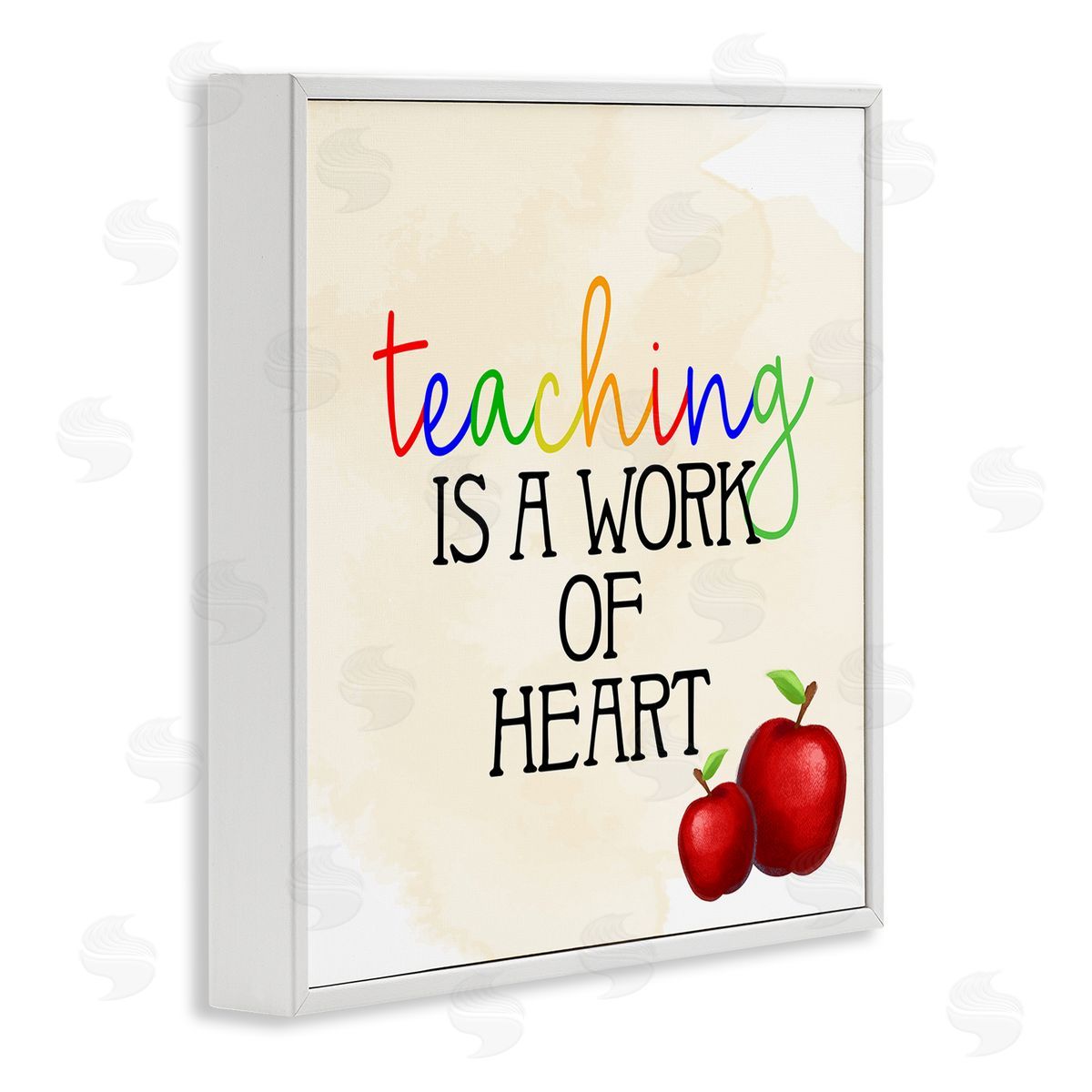 Kim Allen Teaching Is Work Of Heart Phrase White Framed Glicee Wall Art Print
