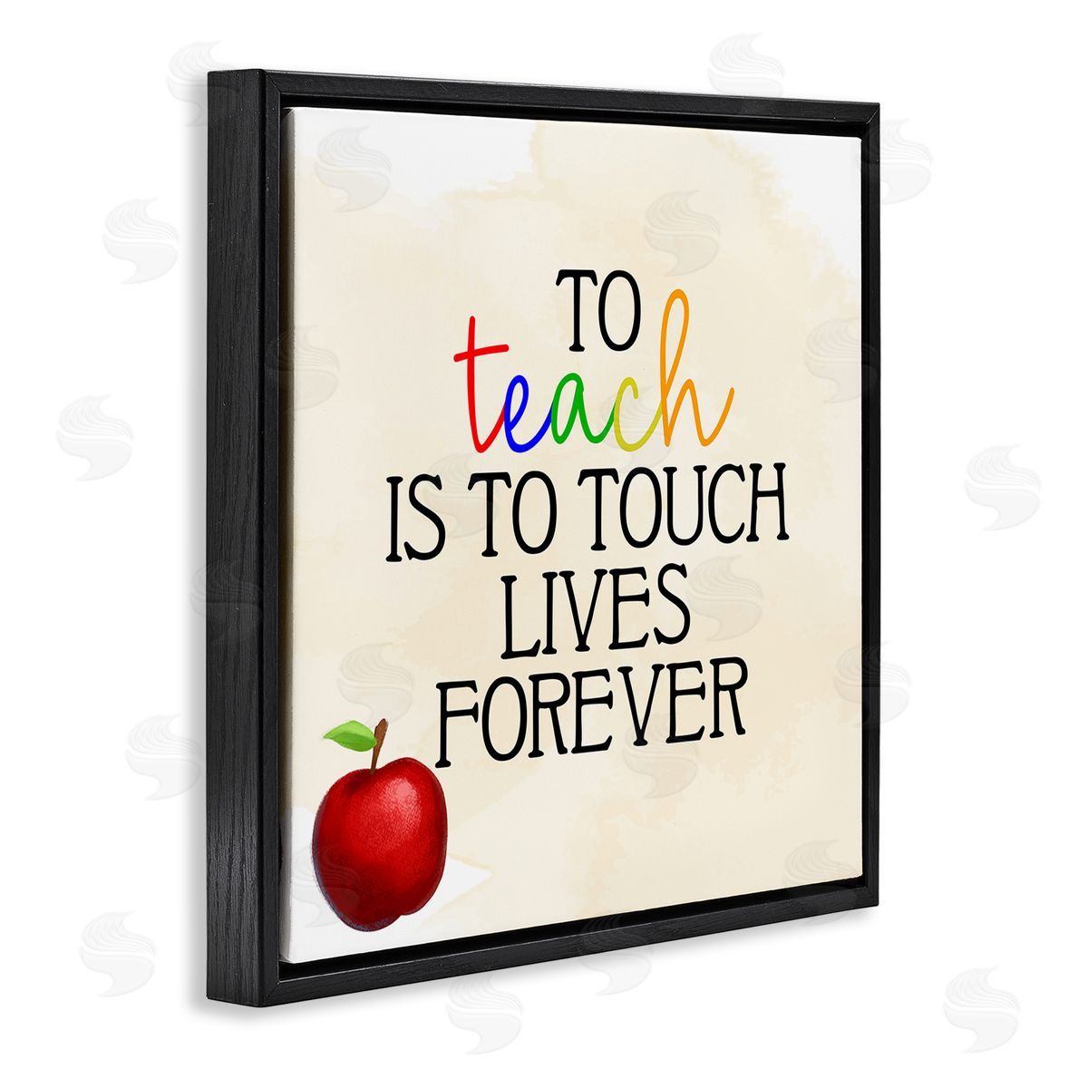 Kim Allen Teaching Is To Touch Lives Forever Phrase Black Floating Frame Canvas Wall Art Print