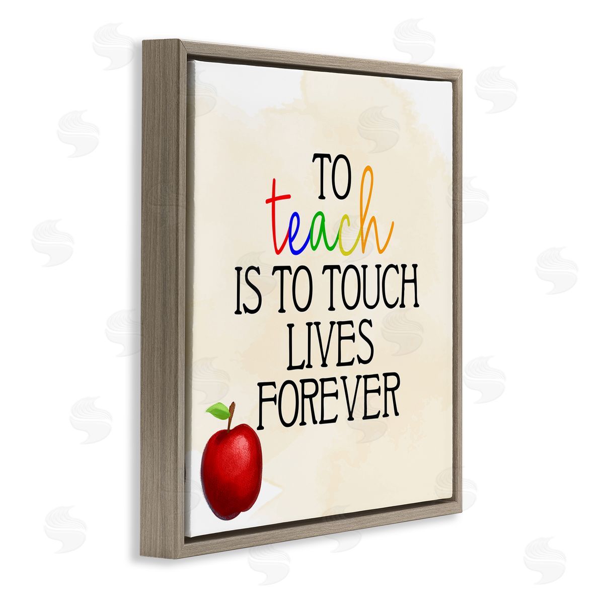 Kim Allen Teaching Is To Touch Lives Forever Phrase Brown Floating Frame Canvas Wall Art Print