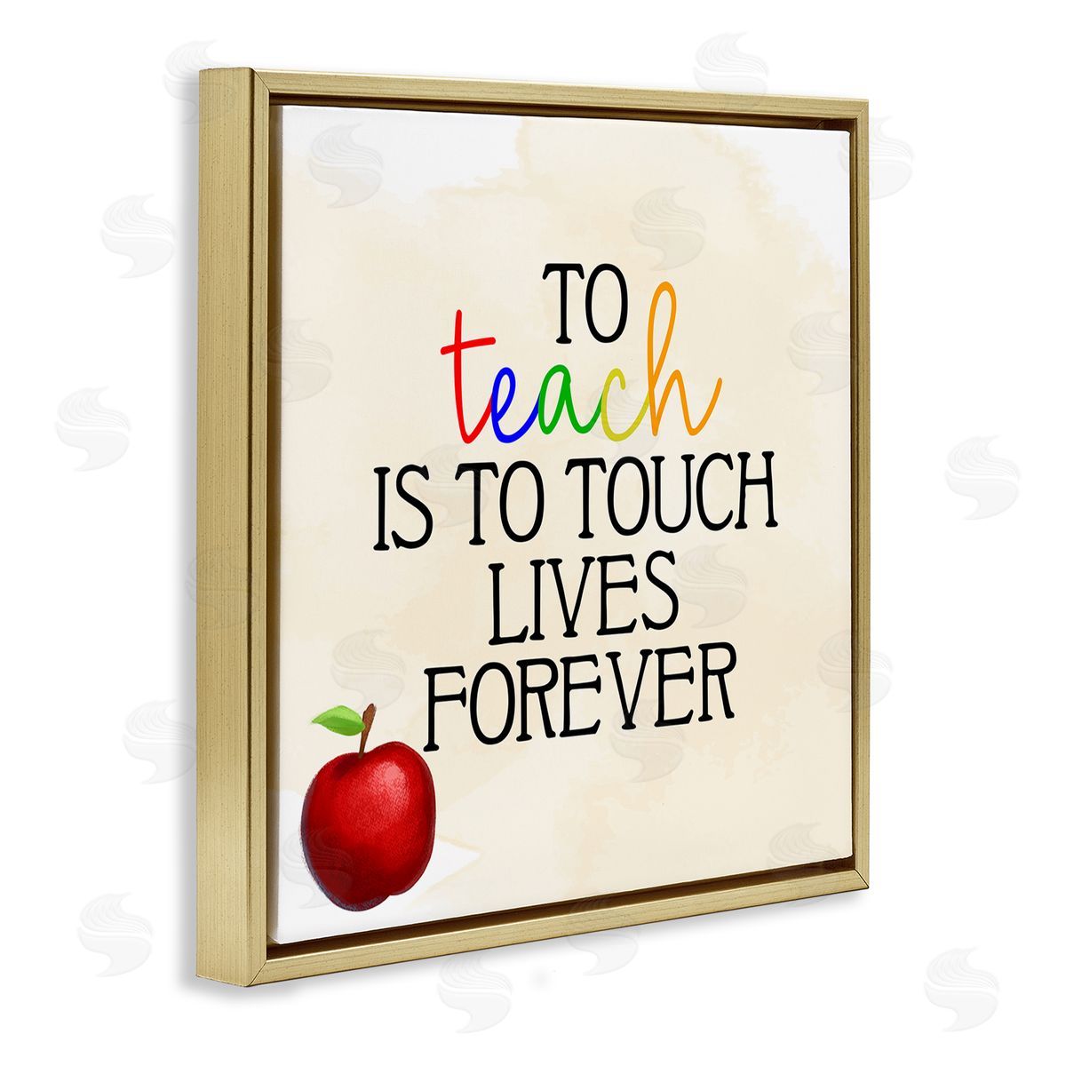 Kim Allen Teaching Is To Touch Lives Forever Phrase Gold Floating Frame Canvas Wall Art Print